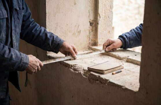 Relevé de cotes d'une fenêtre à domicile avant fabrication sur mesure
